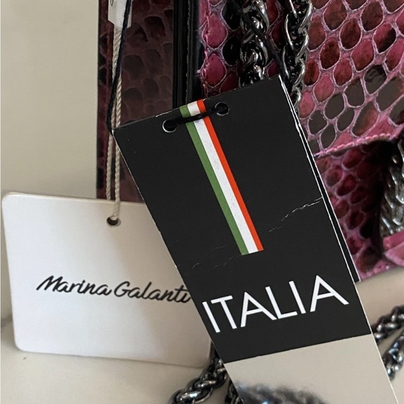 🆕 Marina Galanti 🇮🇹 Vera Pelle Leather Crossbody/Shoulder Bag Chain Strap - Picture 10 of 16